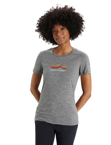 Dámské Tričko Icebreaker Merino Tech Lite II Krátké Sleeve Mountain Geology Šedé | CZ 1339EBCX